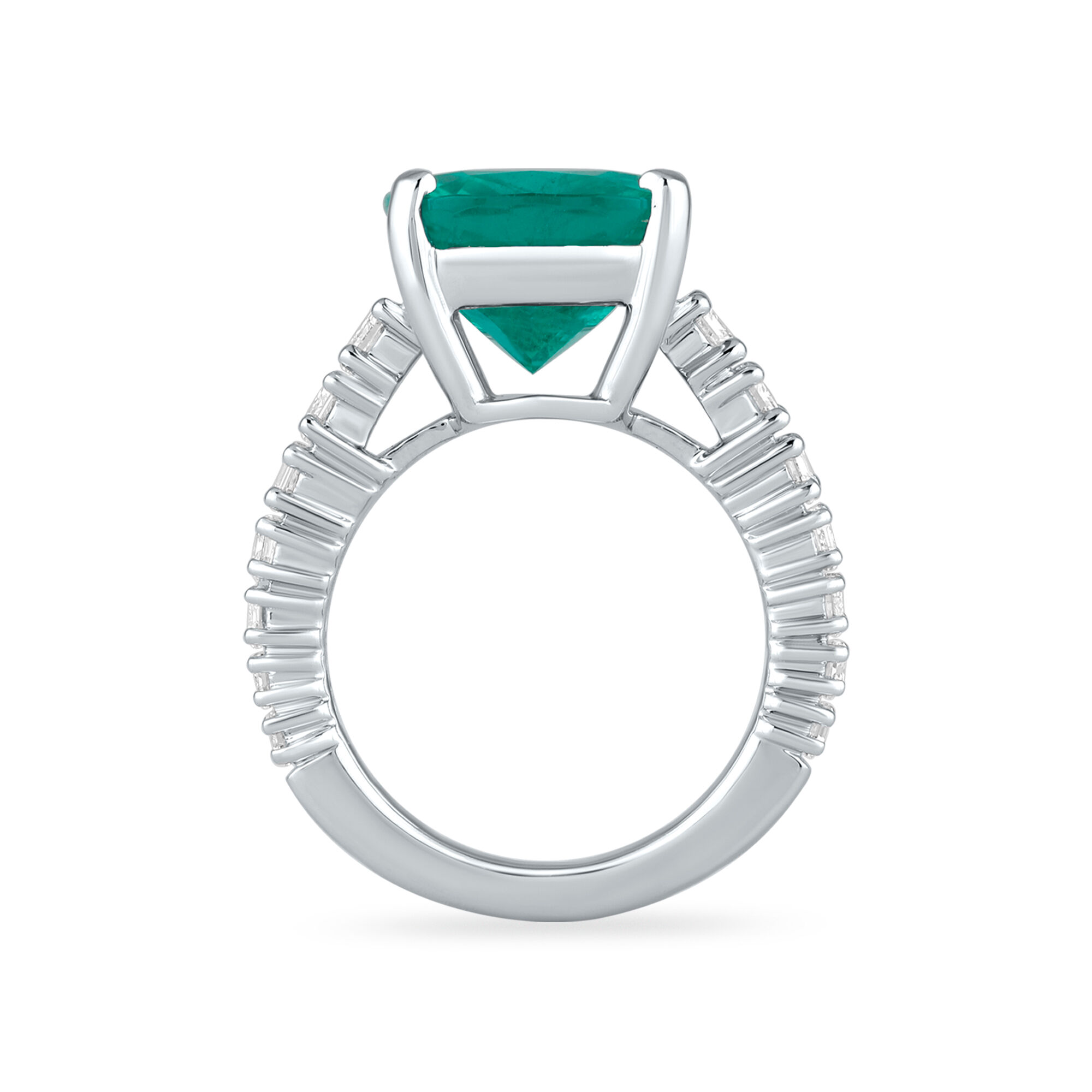 Birks Pure Desire Emerald Cushion-Cut Ring with Diamonds in Birks Pure Desire Emerald Cushion-Cut Ring with Diamonds in